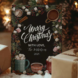 Tarjeta Festiva Chocolate Caliente Navideño Rústico