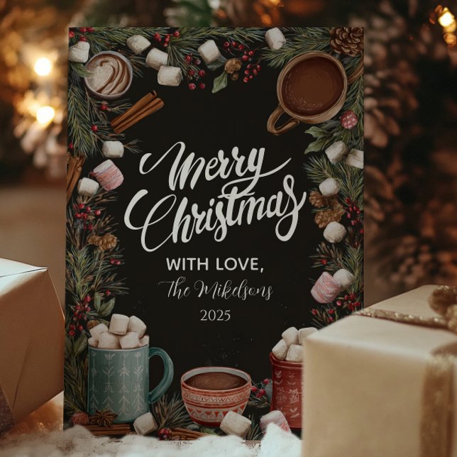 Tarjeta Festiva Chocolate Caliente Navideño Rústico (Subido por el creador)