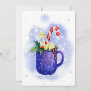 Tarjeta Festiva Chocolate caliente y cane mag