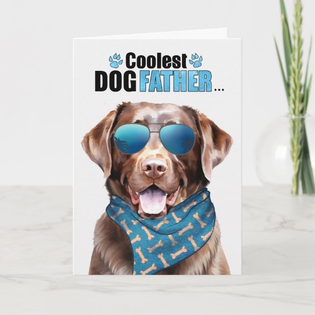 Tarjeta Festiva Chocolate Lab Perro más frío día del padre (Anverso)
