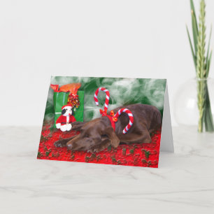 Tarjeta Festiva Chocolate Lab Tiras de menta de menta Personalizad