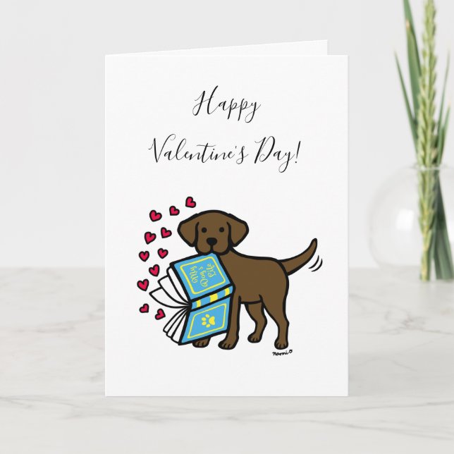 Tarjeta Festiva Chocolate Labrador libro de amor Valentine (Anverso)