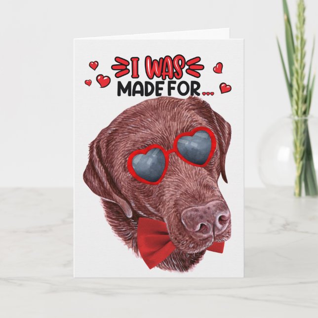 Tarjeta Festiva Chocolate Labrador Perro amándote San Valentín (Anverso)