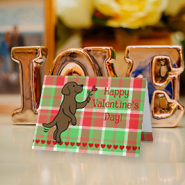 Tarjeta Festiva Chocolate Labrador Tiny Heart Flower Valentine