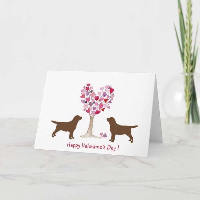 Tarjeta Festiva Chocolate Labrador Valentine (Anverso)