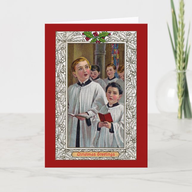 Tarjeta Festiva Choirboys cantando Navidades Carols (Anverso)