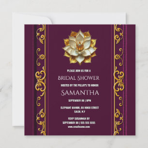 Tarjeta Festiva Chorro de Oro Lotus Ducha de Boda India