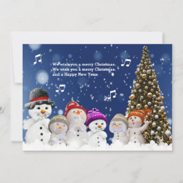 Tarjeta Festiva Chorus of Snowmen sing greetings - Personalize