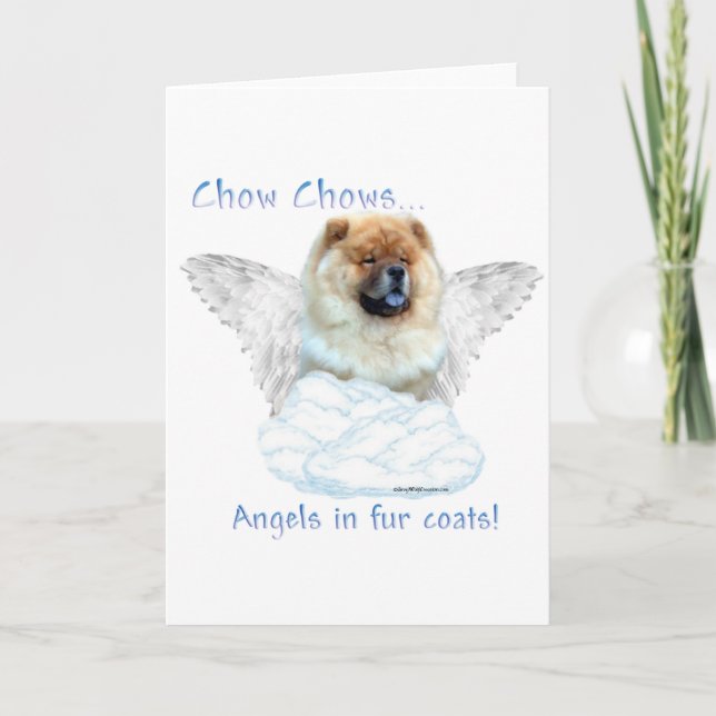 Tarjeta Festiva Chow Chow Angel (Anverso)