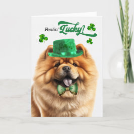 Tarjeta Festiva Chow Chow Dog Feelin' Lucky St Patrick's Day