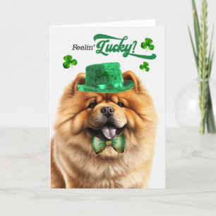 Tarjeta Festiva Chow Chow Dog Feelin' Lucky St Patrick's Day