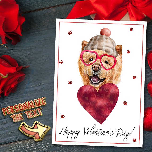 Tarjeta Festiva Chow Chow Perg Lover San Valentín de vacaciones (Subido por el creador)