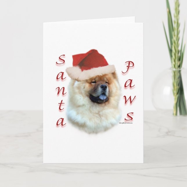 Tarjeta Festiva Chow Chow Santa Paws (Anverso)
