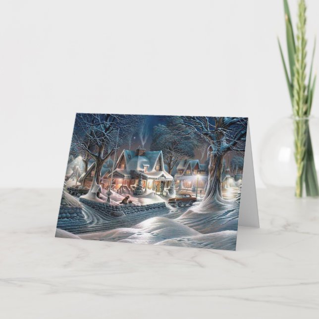 Tarjeta Festiva Chrismas Winter Cottage (Anverso)