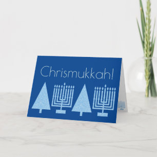 Tarjeta Festiva Chrismukkah Festividad Azul Luz Añadir La Foto