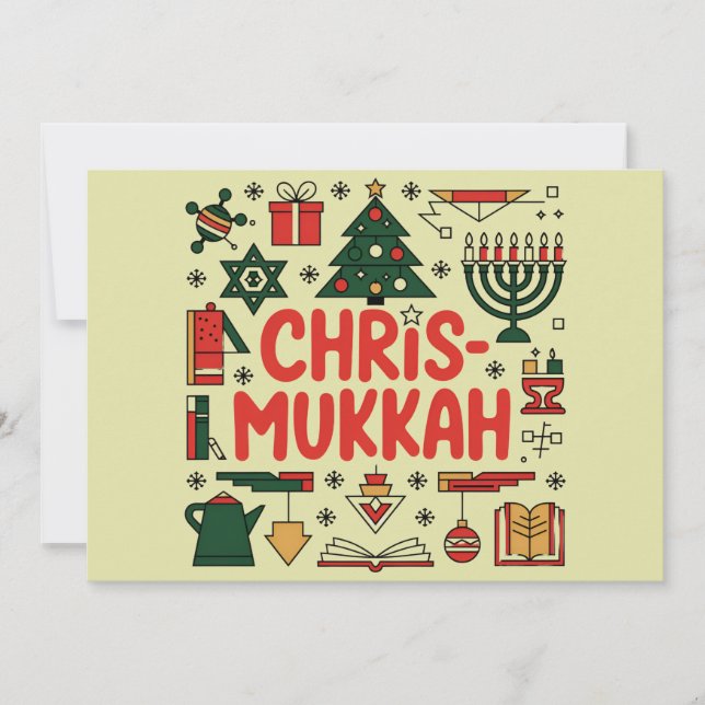 Tarjeta Festiva Chrismukkah Hanukkah Navidades judío Religioso (Anverso)