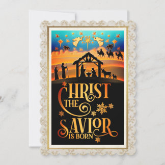 Tarjeta Festiva Christ The Savior Is Born" Nativity Christmas