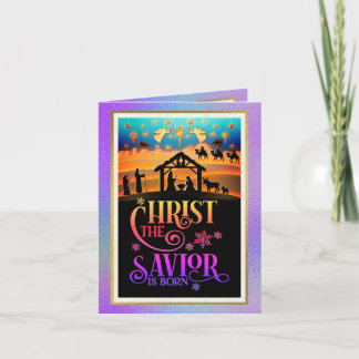 Tarjeta Festiva Christ The Savior Is Born" Nativity Christmas