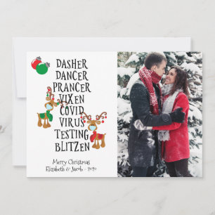 Tarjeta Festiva Christas Funny Photo Reindee Face Mask