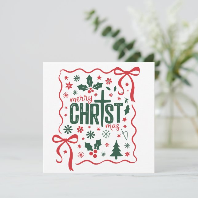 Tarjeta Festiva Christian Christmas Cross Sign Jesus Christ Faith (Anverso de pie)