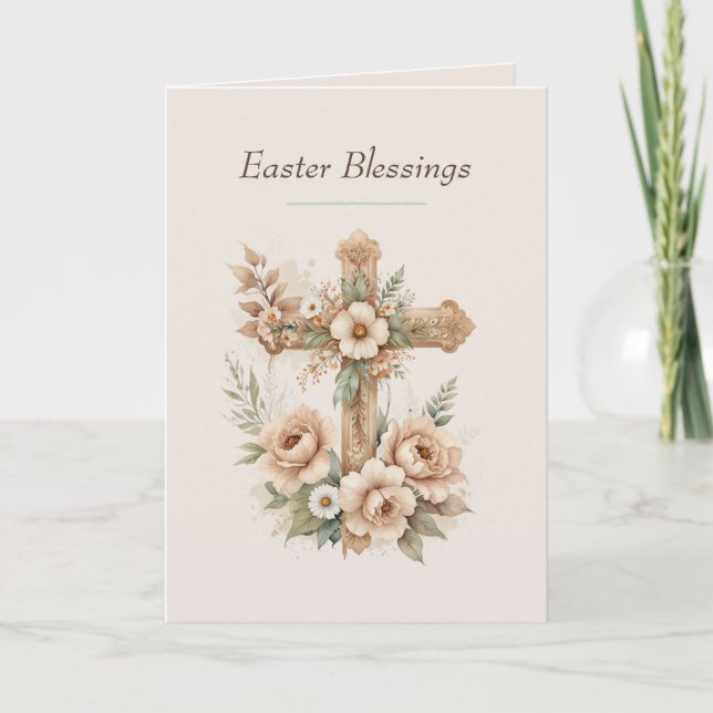 Tarjeta Festiva Christian Easter Cards, Religious Blessing Cross (Anverso)