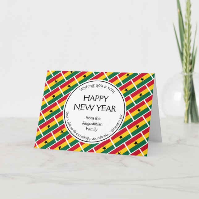 Tarjeta Festiva Christian GHANA Feliz Año Nuevo (Anverso)