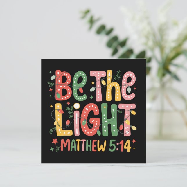 Tarjeta Festiva Christmas Be The Light Xmas Christian Holiday  (Anverso de pie)