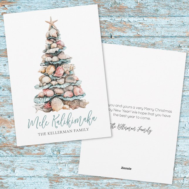 Tarjeta Festiva Christmas Beach Mele Kalikimaka (Christmas Tree Beach Mele Kalikimaka Holiday Card)