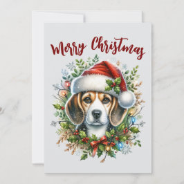 Tarjeta Festiva Christmas Beagle Rustic Christmas Farmhouse Style 