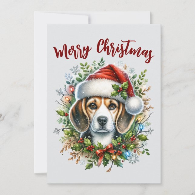 Tarjeta Festiva Christmas Beagle Rustic Christmas Farmhouse Style  (Anverso)