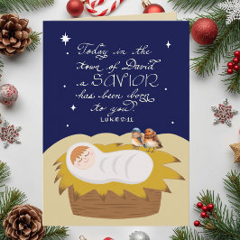 Tarjeta Festiva Christmas Bible Verse Luke Modern Custom Folded 
