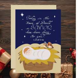 Tarjeta Festiva Christmas Bible Verse Luke Modern Personalized 