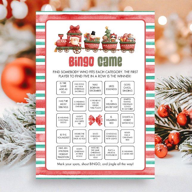 Tarjeta Festiva Christmas Bingo Game (Christmas Game Card)