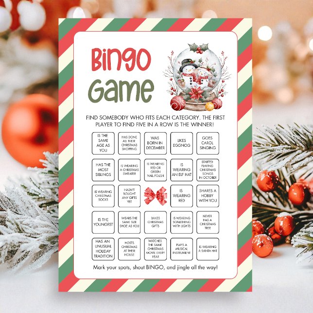 Tarjeta Festiva Christmas Bingo Game (Bingo Christmas Game Card)