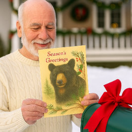 Tarjeta Festiva Christmas Black Bear Watercolor Holiday Card