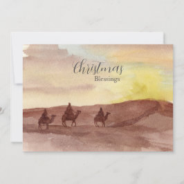 Tarjeta Festiva Christmas Blessings Three Wise Men Camels Desert