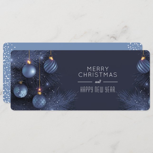 Tarjeta Festiva Christmas Blue Ornaments (Anverso / Reverso)