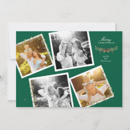 Tarjeta Festiva christmas botanical collage Vintage photo snapshot