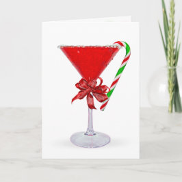 Tarjeta Festiva Christmas Bow On Martini Cocktail