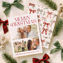 Tarjeta Festiva Christmas Bow Three Photo