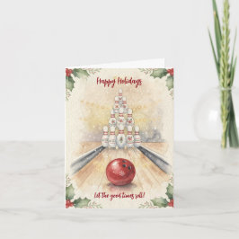 Tarjeta Festiva Christmas Bowling Holiday Greeting Cards