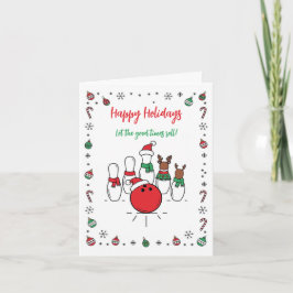 Tarjeta Festiva Christmas Bowling Holiday Greeting Cards