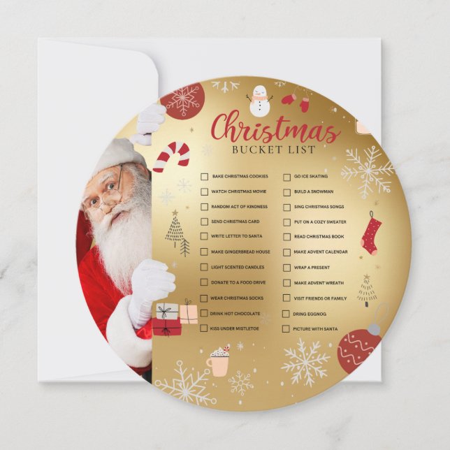 Tarjeta Festiva Christmas Bucket List Card (Anverso)