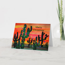 Tarjeta Festiva Christmas cactus Holiday greeting cards.