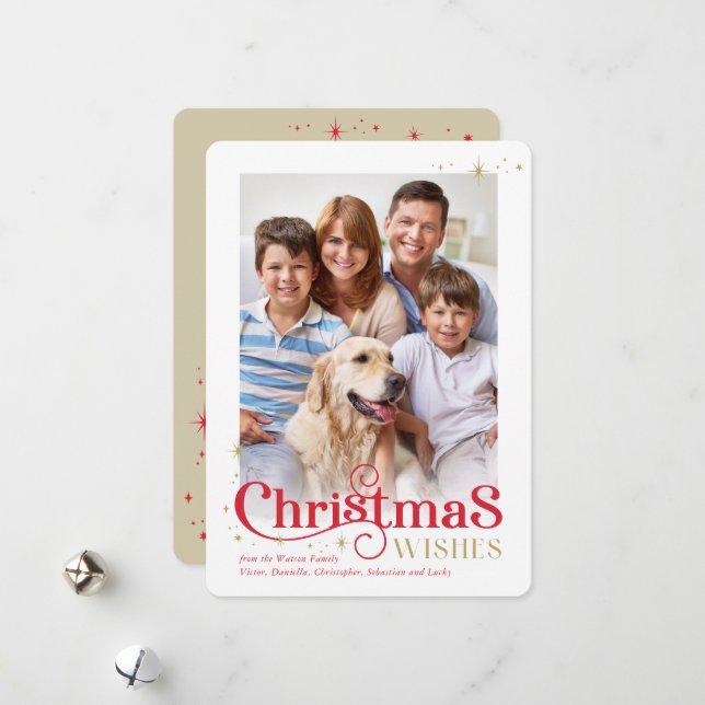 Tarjeta Festiva CHRISTMAS calligraphy stylish festive modern photo (Anverso/Reverso In Situ)