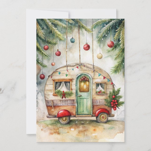 Tarjeta Festiva Christmas Camper Greeting Card (Anverso)