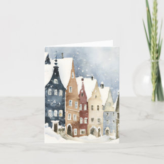 Tarjeta Festiva Christmas Card Best Wishes Winter Town Snow Feiert
