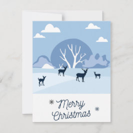 Tarjeta Festiva Christmas Card Blue Deer in Winter