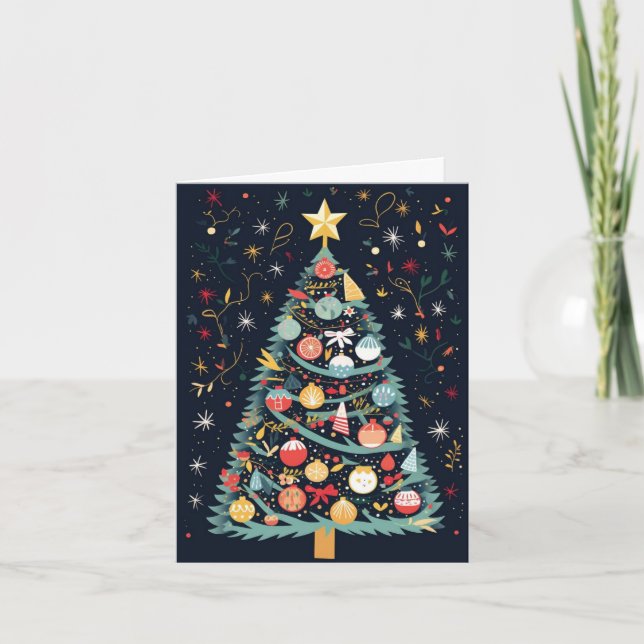 Tarjeta Festiva Christmas Card - Decorative Christmas Tree (Anverso)