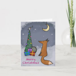 Tarjeta Festiva Christmas card, fox and friends, folding